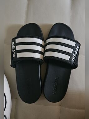 Adidas Black & White Adilette Slide Sandals